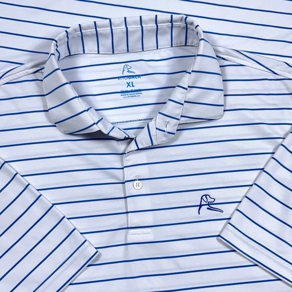 Rhoback Other - Rhoback Polo Shirt Men XL White Blue Striped Performance Wicking Golf Adult